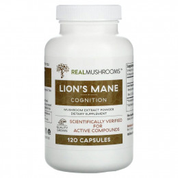 Real Mushrooms, Lion's Mane, Cognition, 120 капсул