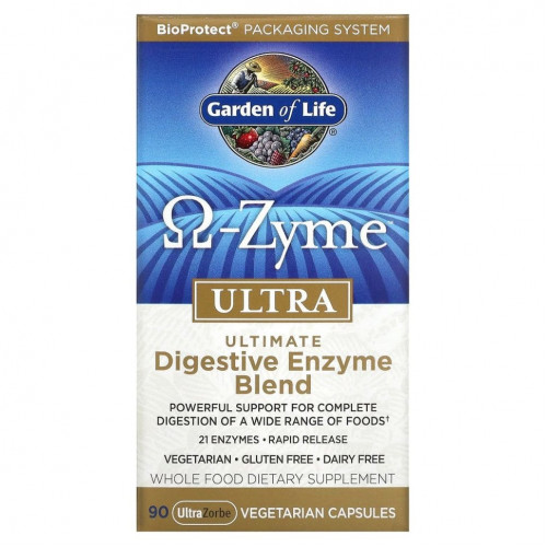 Garden of Life, O-Zyme ультра, наилучший комплекс пищеварительных ферментов, 90 растительных капсул