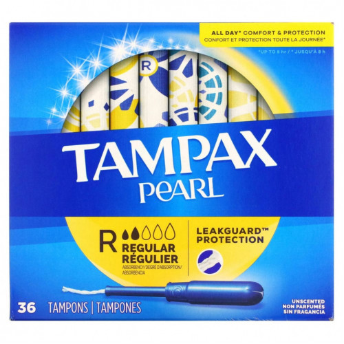 Tampax, Жемчужный, обычный, без запаха`` 36 тампонов