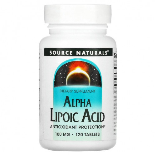 Source Naturals, Альфа-липоевая кислота, 100 мг, 120 таблеток