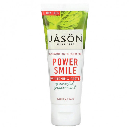 Jason Natural, Power Smile, отбеливающая паста, мощная перечная мята, 85 г (3 унции)