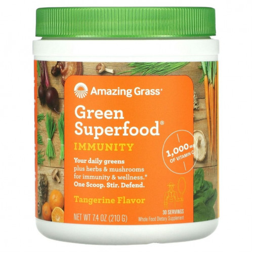 Amazing Grass, Green Superfood, Иммунитет, мандарин, 7,4 унции (210 г)