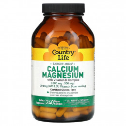 Country Life, Calcium Magnesium with Vitamin D Complex, 240 Vegan Capsules