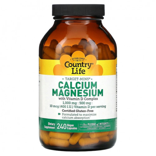 Country Life, Calcium Magnesium with Vitamin D Complex, 240 Vegan Capsules