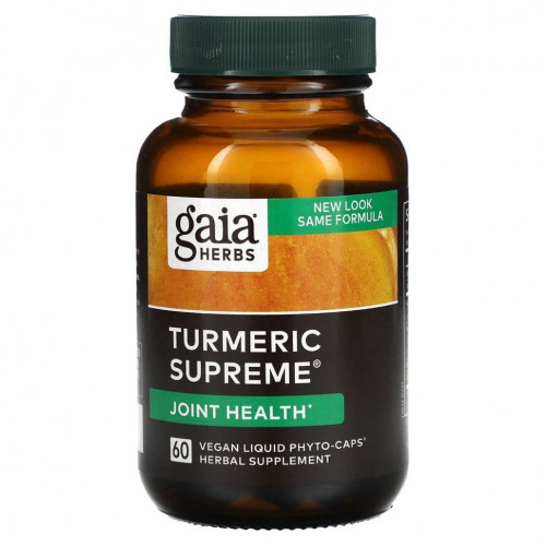 Gaia Herbs, Turmeric Supreme, для суставов, 60 веганских капсул с жидкостью Phyto-Caps