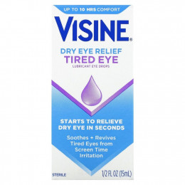 Visine, Dry Eye Relief, смазывающие капли для глаз, для усталых глаз, 15 мл (1/2 жидк. Унции)