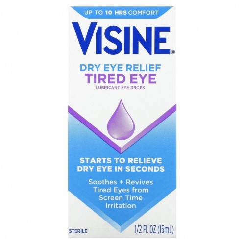 Visine, Dry Eye Relief, смазывающие капли для глаз, для усталых глаз, 15 мл (1/2 жидк. Унции)