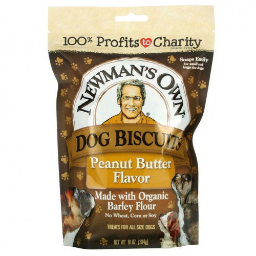 Newman's Own Organics, Dog Biscuits, арахисовая паста, 284 г (10 унций)