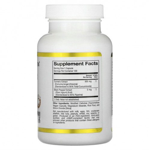 California Gold Nutrition, Curcumin C3 Complex с экстрактом BioPerine, 500 мг, 120 растительных капсул