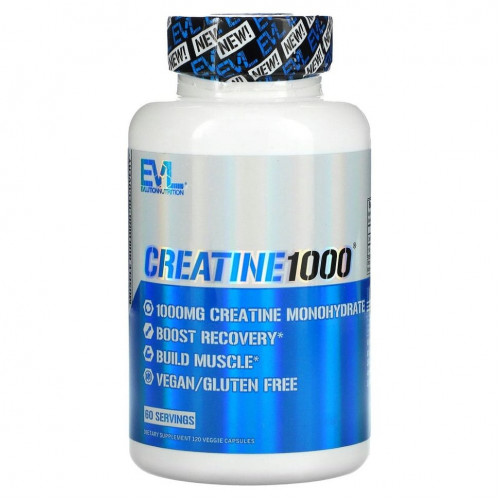 EVLution Nutrition, Creatine1000, креатин, 500 мг, 120 растительных капсул