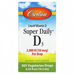 Carlson Labs, Super Daily D3, витамин D3, 50 мкг (2000 МЕ), 10,3 мл (0,35 жидк. унций)