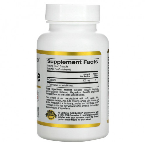 California Gold Nutrition, AjiPure, L-цистеин, 500 мг, 60 растительных капсул