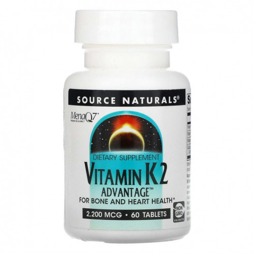 Source Naturals, Преимущества Витамина K2, 2,200 мкг, 60 таблеток