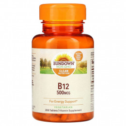 Sundown Naturals, B-12, 500 мкг, 200 таблеток