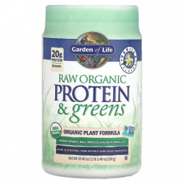 Garden of Life, RAW Protein & Greens, формула с органическими растениями, ваниль, 550 г (19,40 унции)