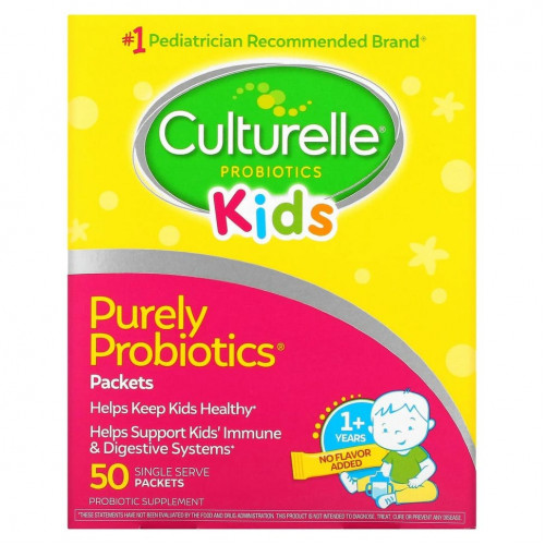 Culturelle, Kids, чистые пробиотики, от 1 года, без ароматизаторов, 50 порционных пакетиков