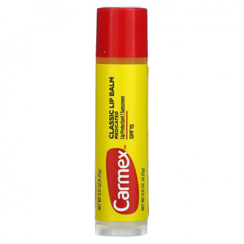 Carmex, классический бальзам для губ, лечебный, SPF 15, 4,25 г (15 унций)