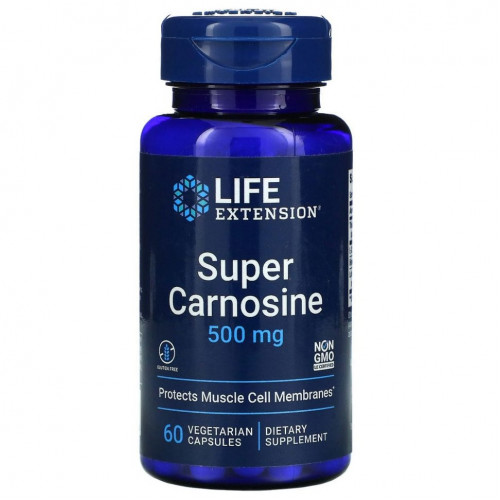 Life Extension, Super Carnosine, 500 мг, 60 вегетарианских капсул