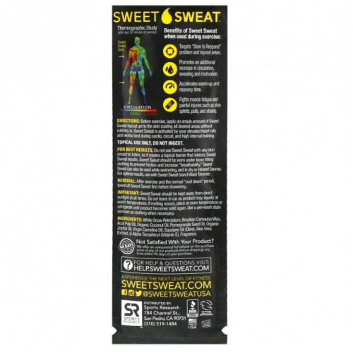 Sports Research, Триммер для талии Sweet Sweat, размер M, черный и желтый, 1 шт.