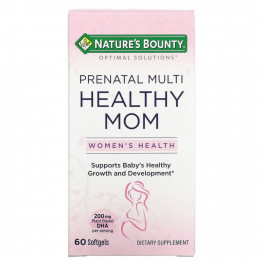 Nature's Bounty, Optimal Solutions, Healthy Mom, мультивитамины для беременных, 60 мягких таблеток