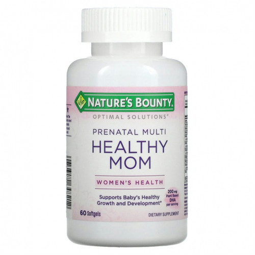 Nature's Bounty, Optimal Solutions, Healthy Mom, мультивитамины для беременных, 60 мягких таблеток