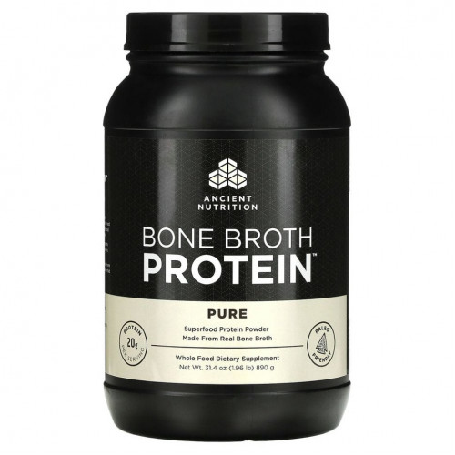 Dr. Axe / Ancient Nutrition, Bone Broth Protein, чистый белок, 890 г (1,96 фунта)