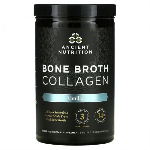 Dr. Axe / Ancient Nutrition, Bone Broth Collagen, ваниль, 519 г (1,1 фунта)