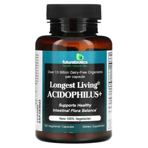 FutureBiotics, Longest Living Acidophilus +, 100 вегетарианских капсул