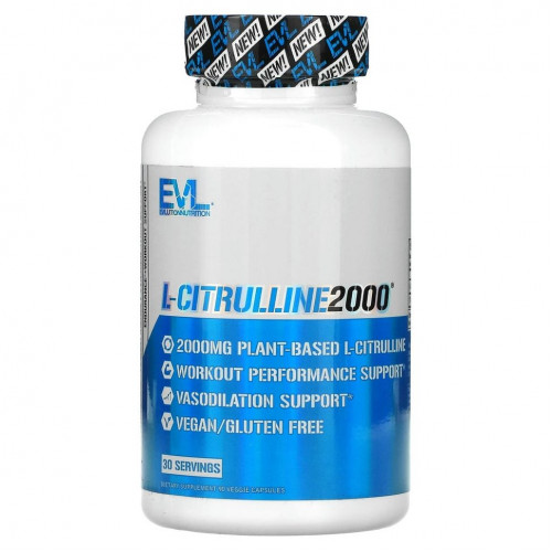 EVLution Nutrition, L-Citrulline2000, 667 мг, 90 растительных капсул