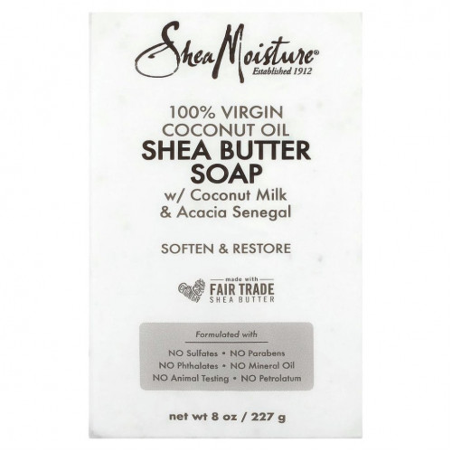 SheaMoisture, мыло из 100% кокосового масла первого отжима и масла ши, 230 г (8 унций)