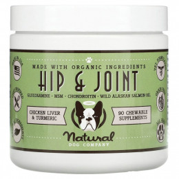 Natural Dog Company, Hip & Joint, для всех возрастов, куриная печень и куркума, 90 жевательных таблеток, 284 г (10 унций)