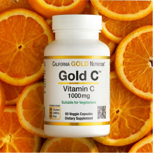 California Gold Nutrition, Gold C, витамин C, 1000 мг, 60 вегетарианских капсул