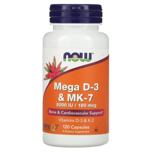 NOW Foods, Mega D-3 и MK-7, 120 капсул