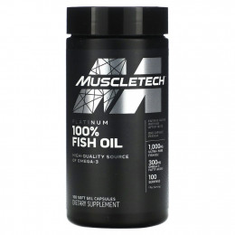 Muscletech, Platinum 100% Omega Fish Oil, Essential (серия), рыбий жир с омега-3 жирными кислотами, 100 мягких желейных капсул