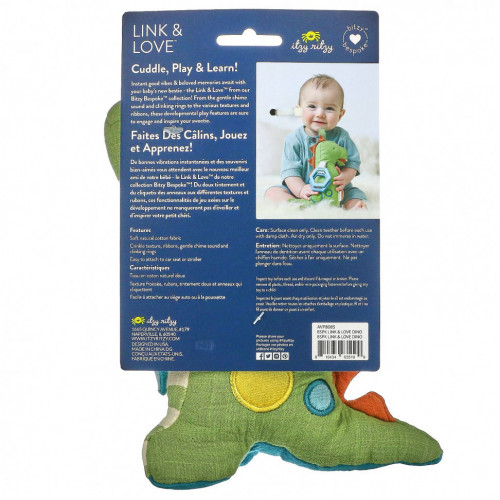 itzy ritzy, Link & Love, Activity Plush With Teether, 0+ Months, Dino, 1 Teether