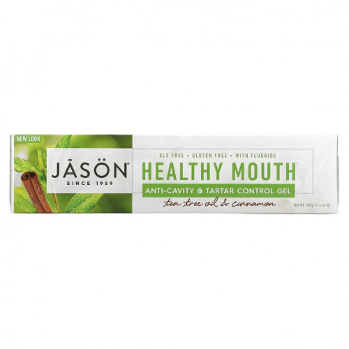 Jason Natural, Healthy Mouth, гель для защиты от кариеса и предупреждения появления зубного камня, масло чайного дерева и корица, 170 г (6 унций)