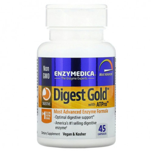 Enzymedica, Digest Gold с ATPro, добавка с пищеварительными ферментами, 45 капсул