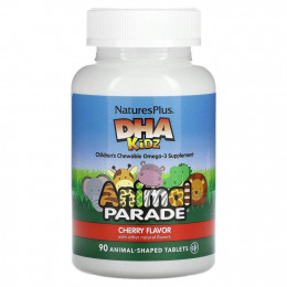 NaturesPlus, Source of Life, Animal Parade, ДГК для детей, детские жевательные таблетки, натуральный вишневый вкус, 90 таблеток в форме животных