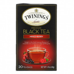 Twinings, черный чай премиального качества, ягодный вкус, 20 чайных пакетиков, 40 г (1,41 унции)