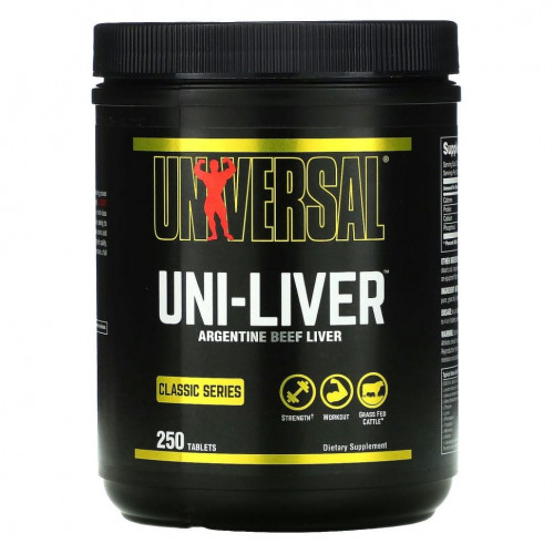 Universal Nutrition, Classic Series, Uni-Liver, аргентинская говяжья печень, 250 таблеток