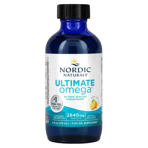 Nordic Naturals, Ultimate Omega, со вкусом лимона, 2840 мг, 119 мл (4 жидк. унции)