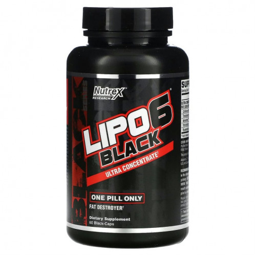 Nutrex Research, LIPO-6 Black, ультраконцентрат, 60 черных капсул