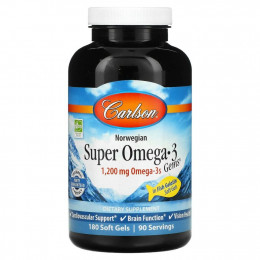 Carlson Labs, Norwegian, Super Omega-3 Gems, высокоэффективные омега-3 кислоты, 600 мг, 180 капсул