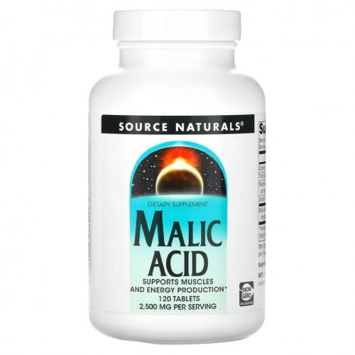 Source Naturals, яблочная кислота, 2500 мг, 120 таблеток