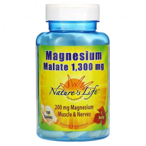 Nature's Life, Magnesium Malate (Малат магния), 1300 мг, 100 таблеток