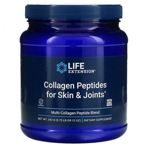 Life Extension, Collagen Peptides For Skin & Joints, смесь мультиколлагеновых пептидов, 343 г (12 унций)