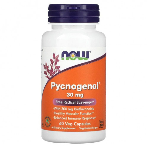 NOW Foods, Pycnogenol, 30 мг, 60 растительных капсул