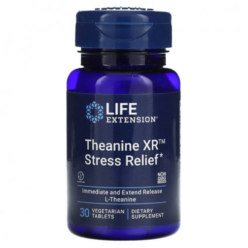 Life Extension, Theanine XR Stress Relief, 30 вегетарианских таблеток