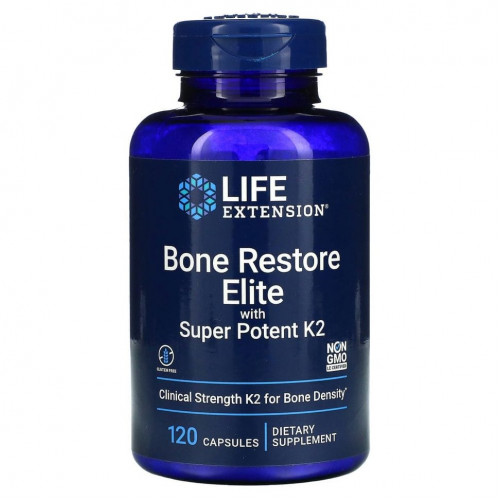 Life Extension, Bone Restore Elite, со сверхмощным витамином K2, 120 капсул