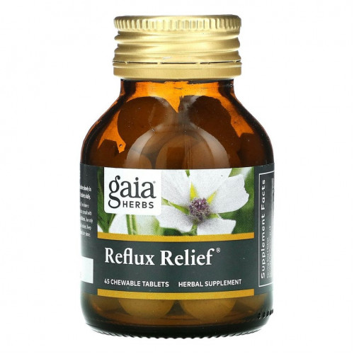 Gaia Herbs, Reflux Relief, 45 жевательных таблеток